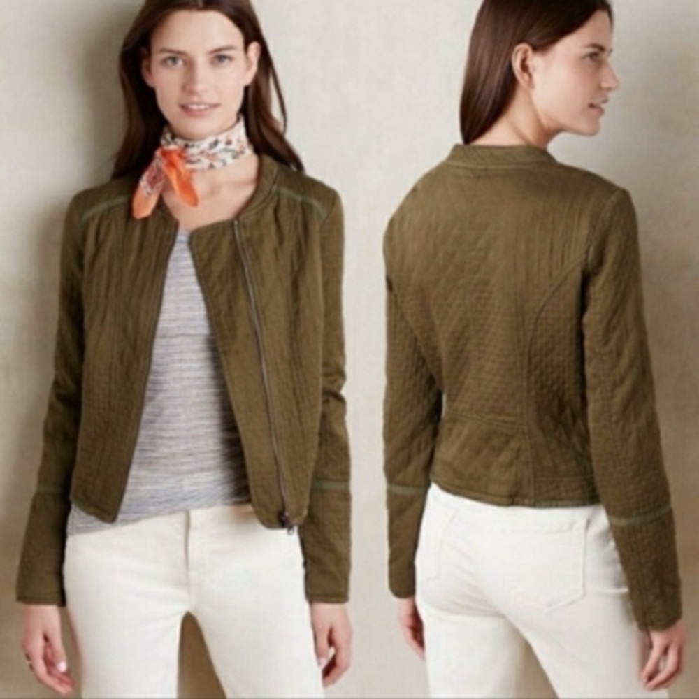 Hei Hei By Anthropologie Army Green Riding Jacket Zip up Oversized Size M